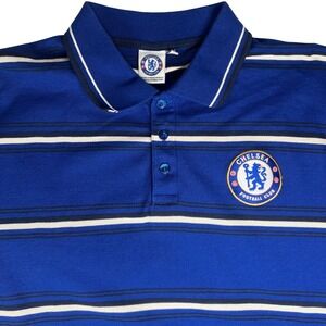 Chelsea Football Club Mens Large Blue Striped Polo Shirt Official Licensed EPL